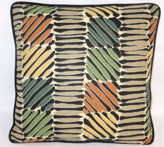 tribal woven print pillow teal orange green yellow