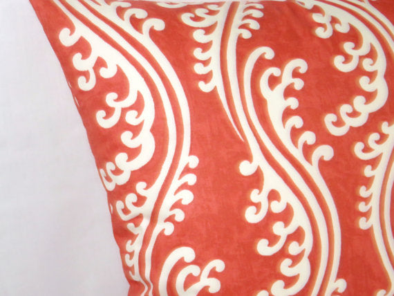 Bright Red Waves Throw Pillow Cover