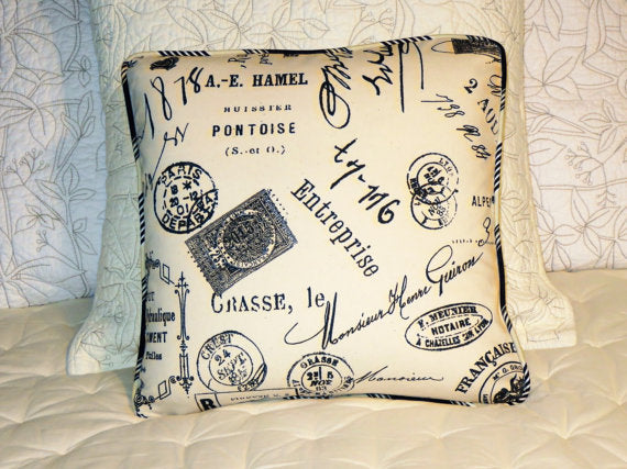 Ivory French Script Pillow Cover