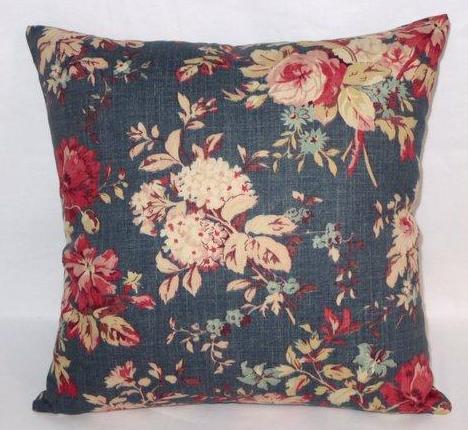 newbury blue and pink floral pillow cover