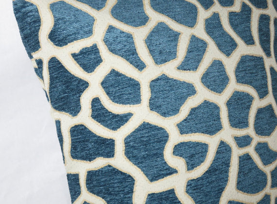 chenille blue giraffe pillow