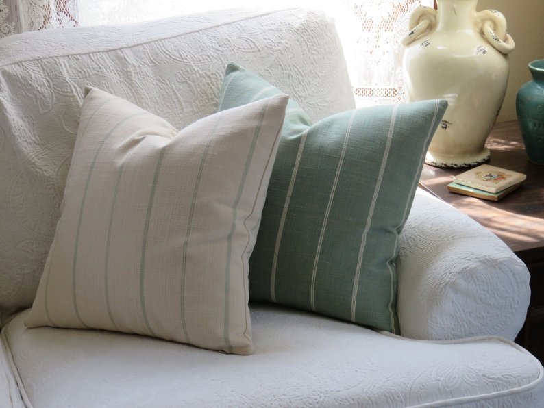 Farmhouse stripe pillow best sale