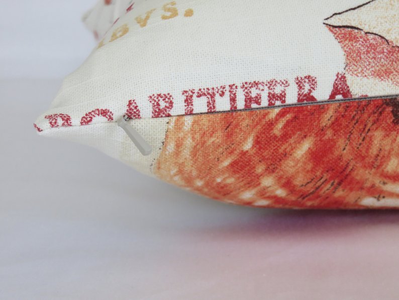 orange seashell and Latin script pillow cover