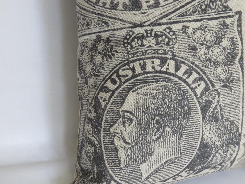 Grey Stamp Pillow Cover, Philatelist, Collector Gift