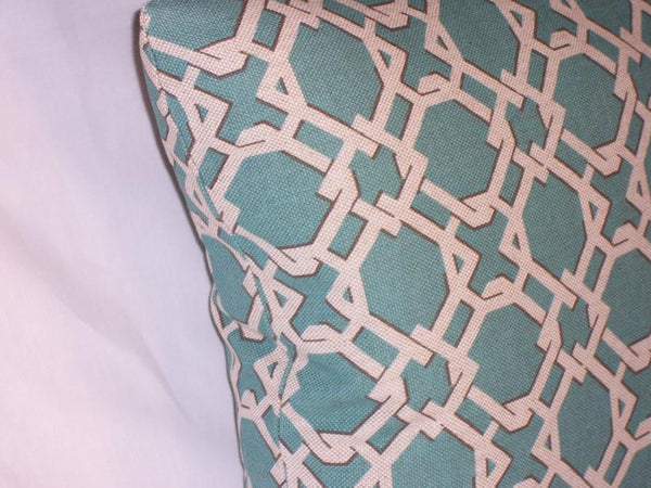 turquoise linen blend basket weave pillow cover, Lacefield