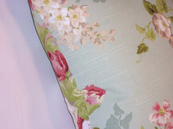 pink aqua floral pillow cover, covington lismore