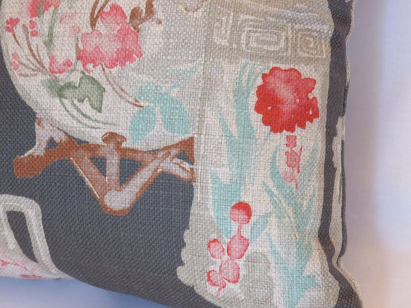 Grey Coral Aqua Pillow Cover with Painted China, Regal Quinn