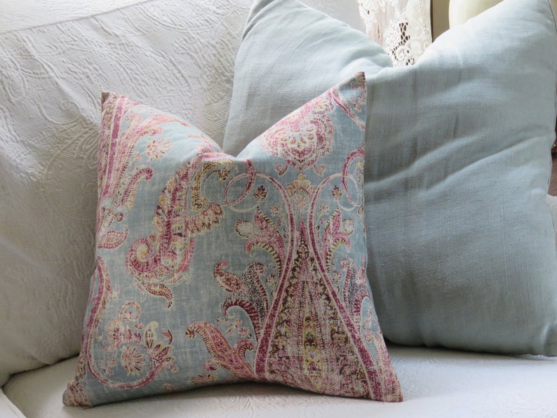 Teal & Pink Paisley Pillow Cover,  P. Kaufmann Fair Trade  Breeze