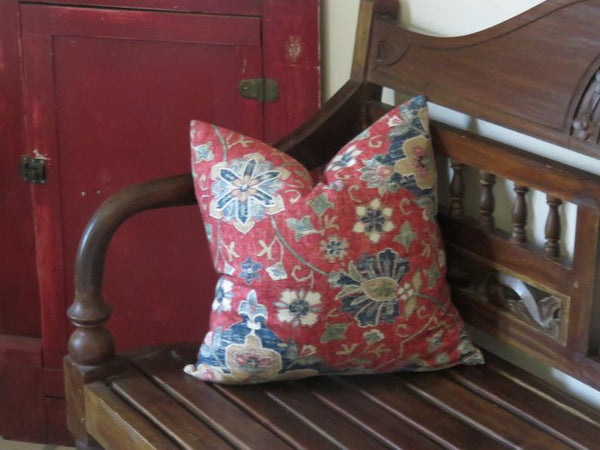 Red and Blue Medallion Pillow Cover, Covington Bettina