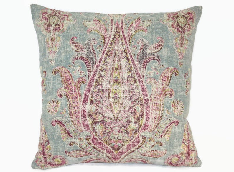 Teal & Pink Paisley Pillow Cover,  P. Kaufmann Fair Trade  Breeze