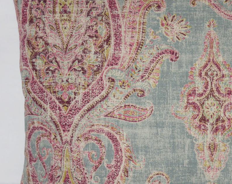 Teal & Pink Paisley Pillow Cover,  P. Kaufmann Fair Trade  Breeze