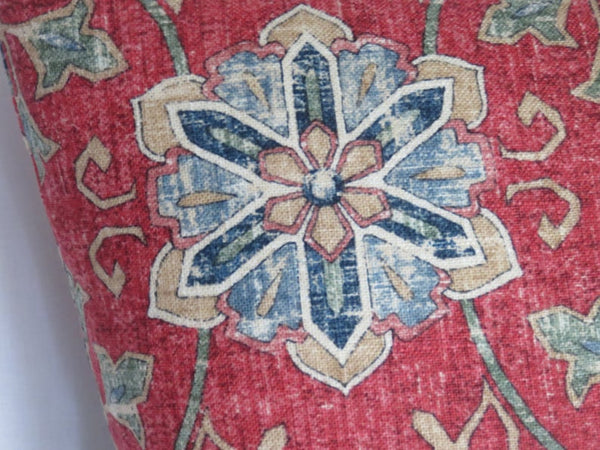 Red and Blue Medallion Pillow Cover, Covington Bettina