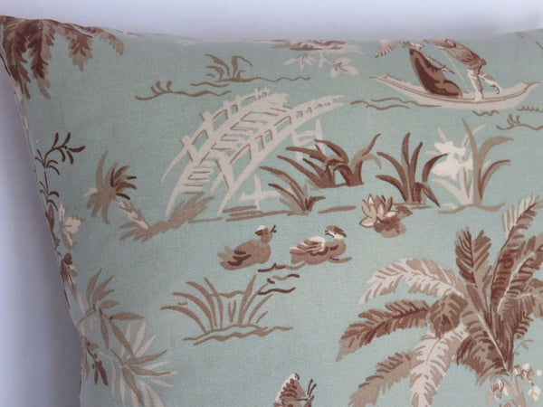 Waverly Polynesian Swing Pillow Cover, Scenic Print in Sea Green