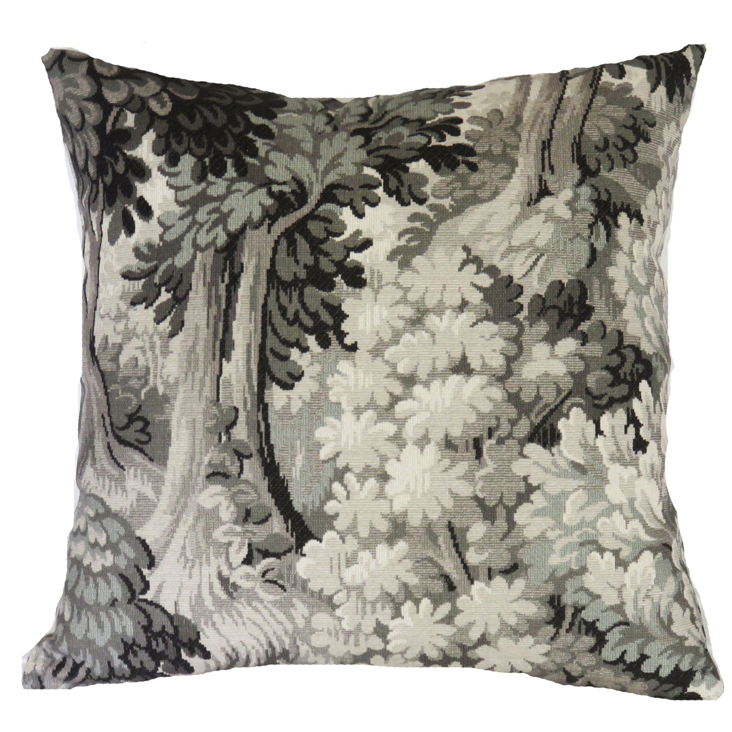 grey toned forest pillow cover, faded tapestry print