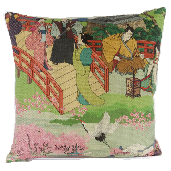 japanese scenic pillow cover