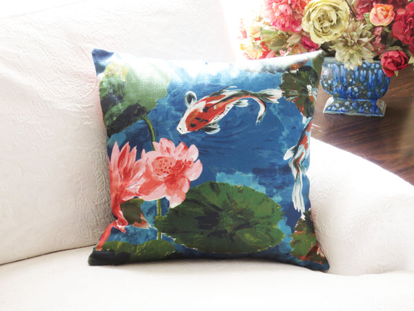 colorful koi pond pillow cover