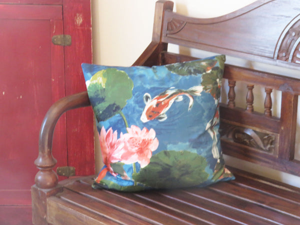colorful koi pond pillow cover