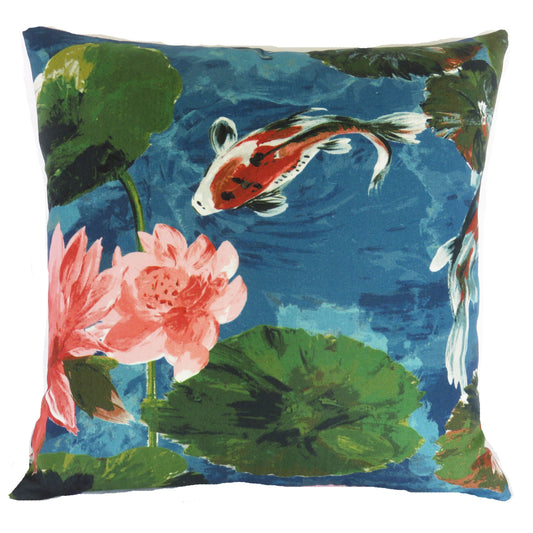 colorful koi pond pillow cover