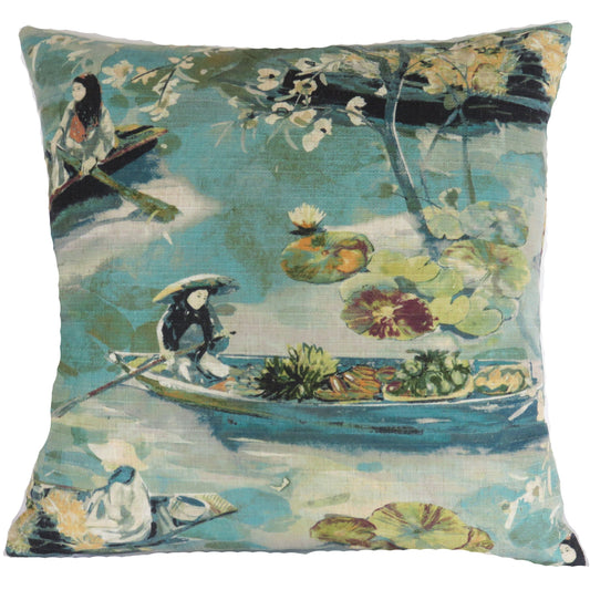 bangkok lagoon teal pillow cover