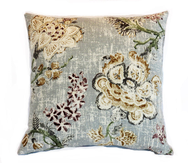 Grey Indienne Floral Pillow Cover, P. Kaufmann Majestic Pearl