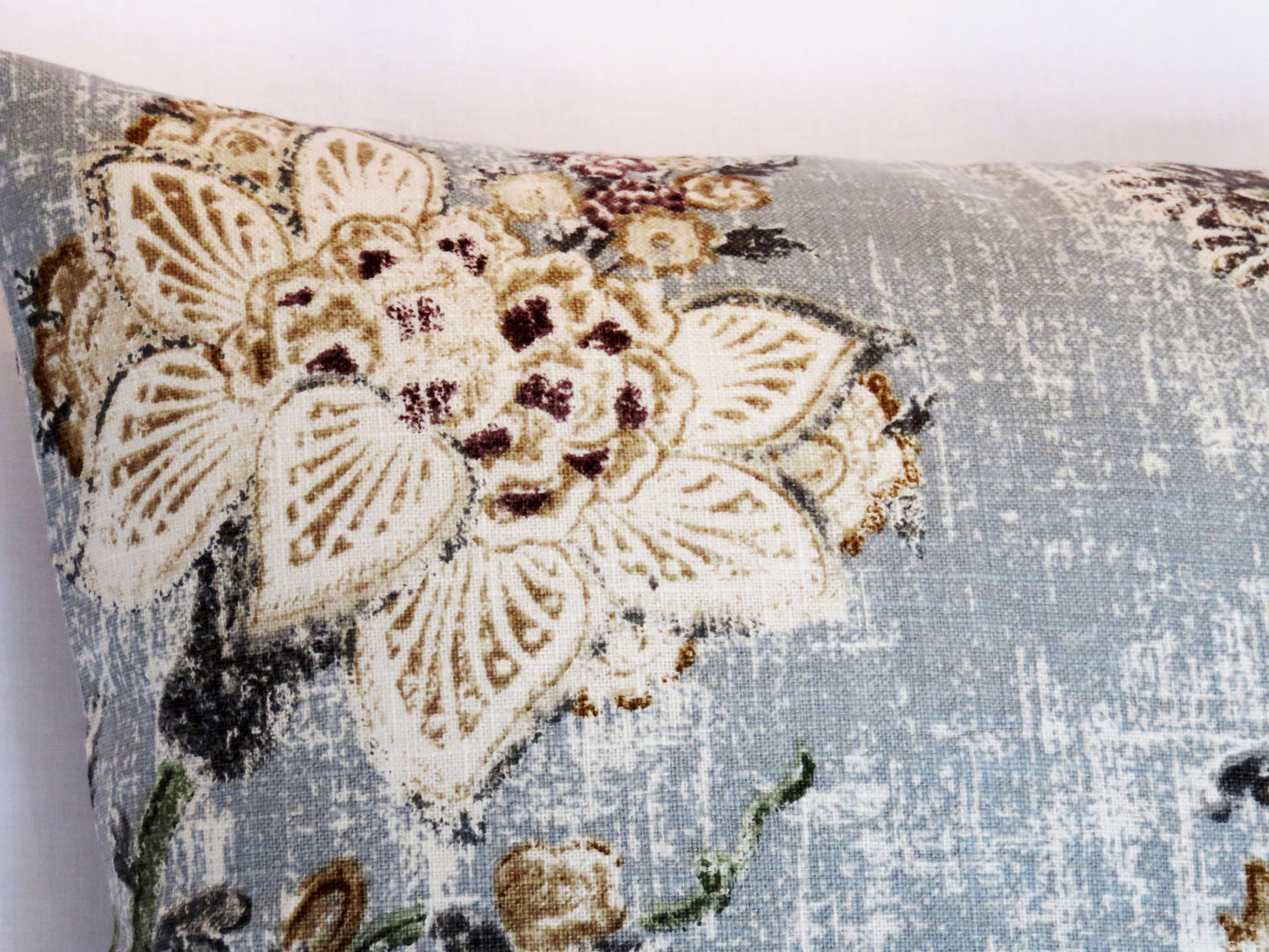 Grey Indienne Floral Pillow Cover, P. Kaufmann Majestic Pearl