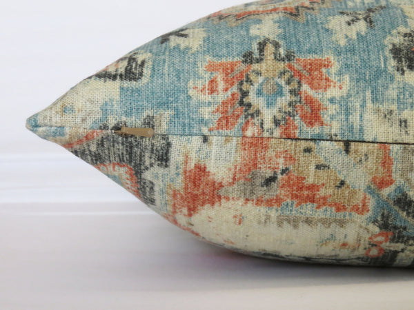 massimo pillow cover in mineral blue and orange