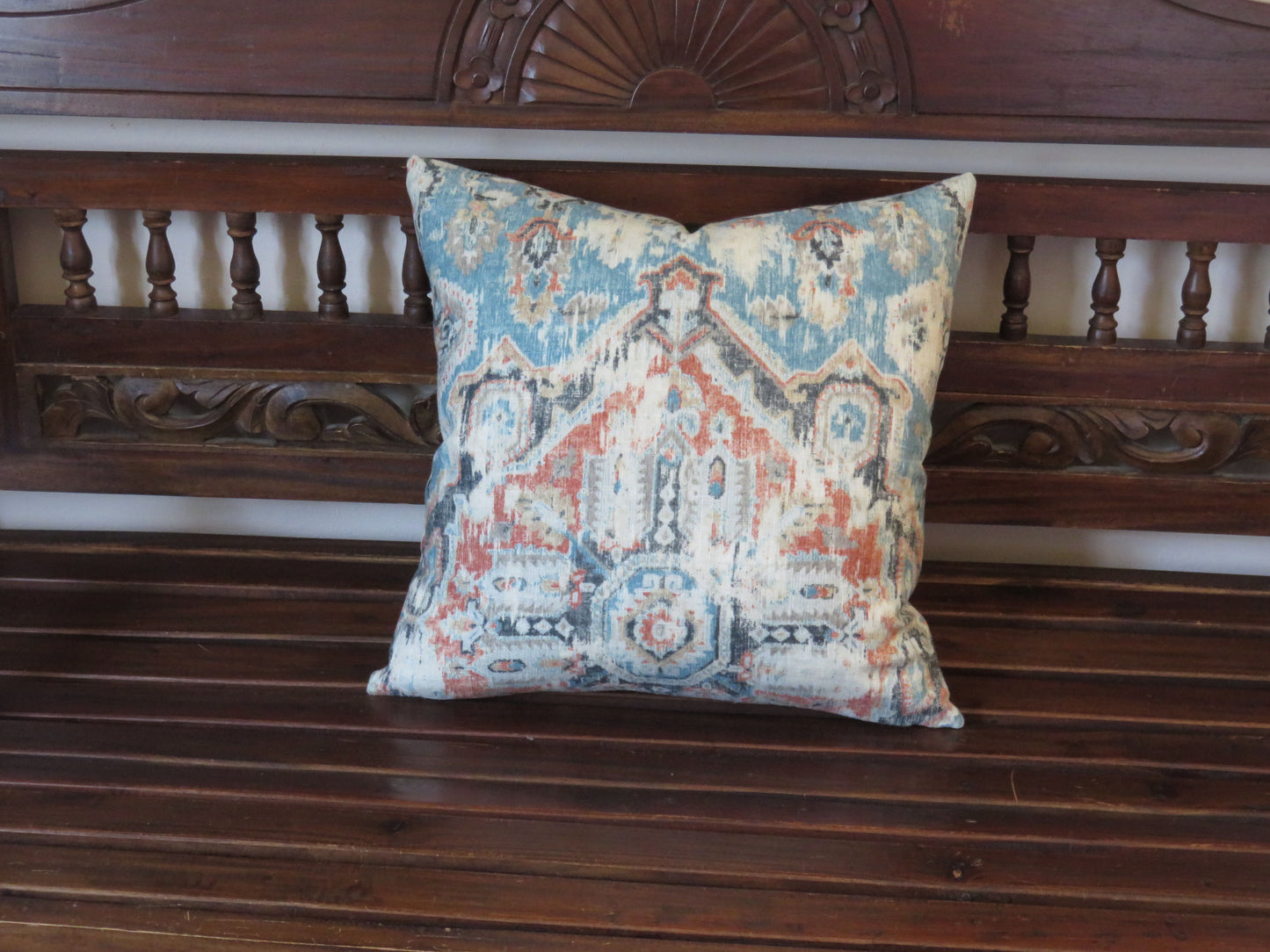 massimo pillow cover in mineral blue and orange