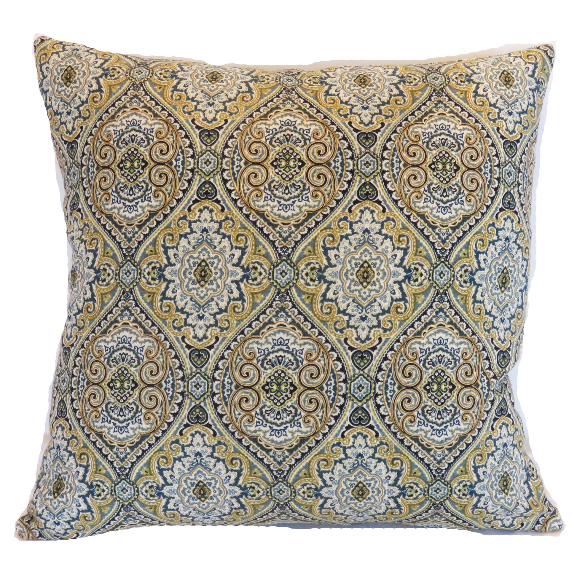 navy blue & gold medallion pillow cover