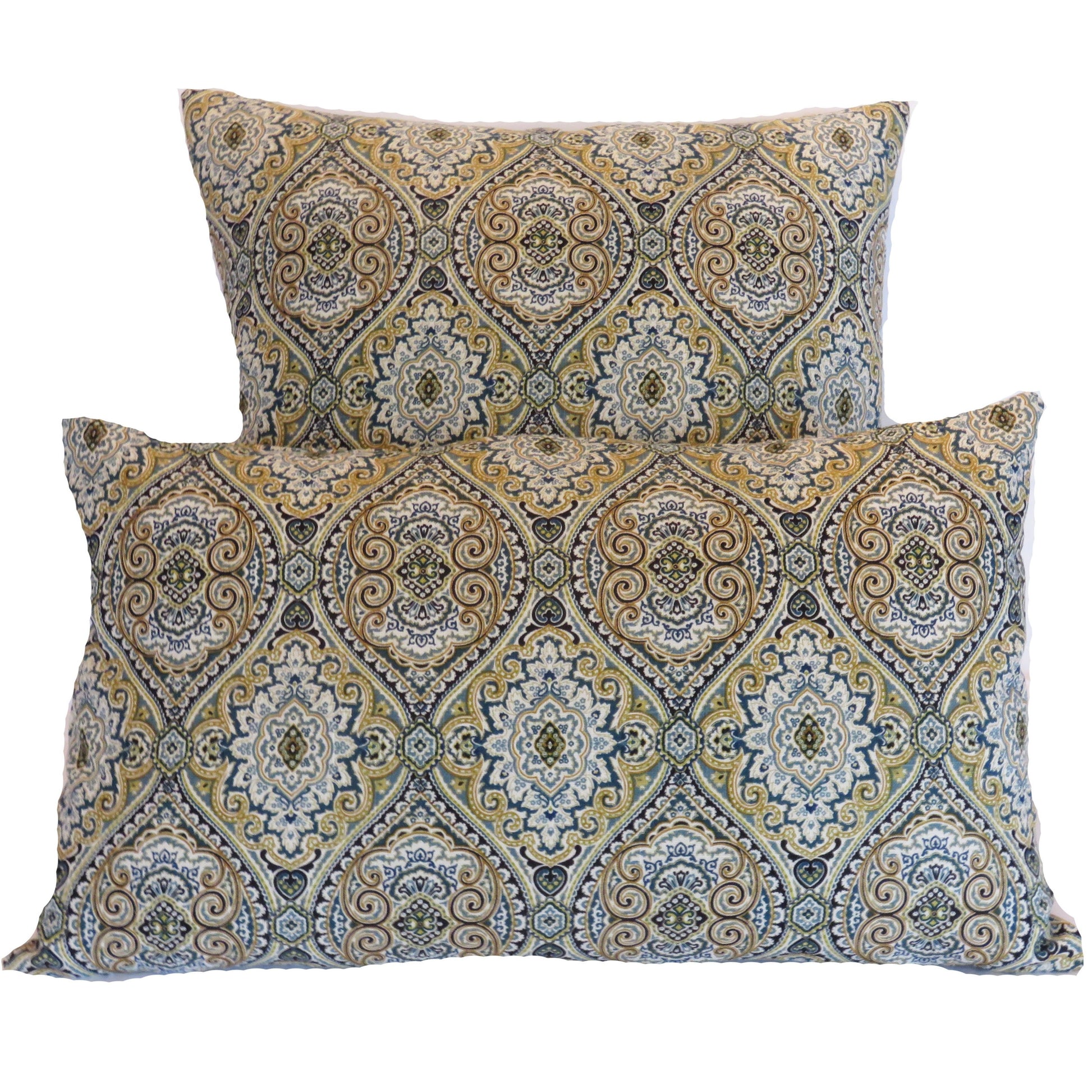 navy blue & gold medallion pillow cover