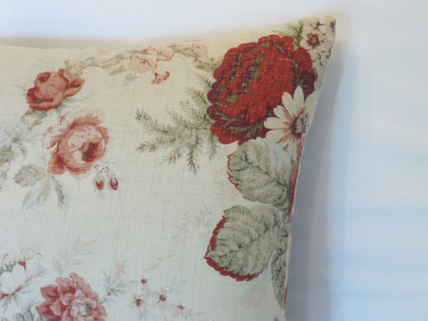 norfolk rose pillow cover in vintage colorway with dusty pink, grey, blue