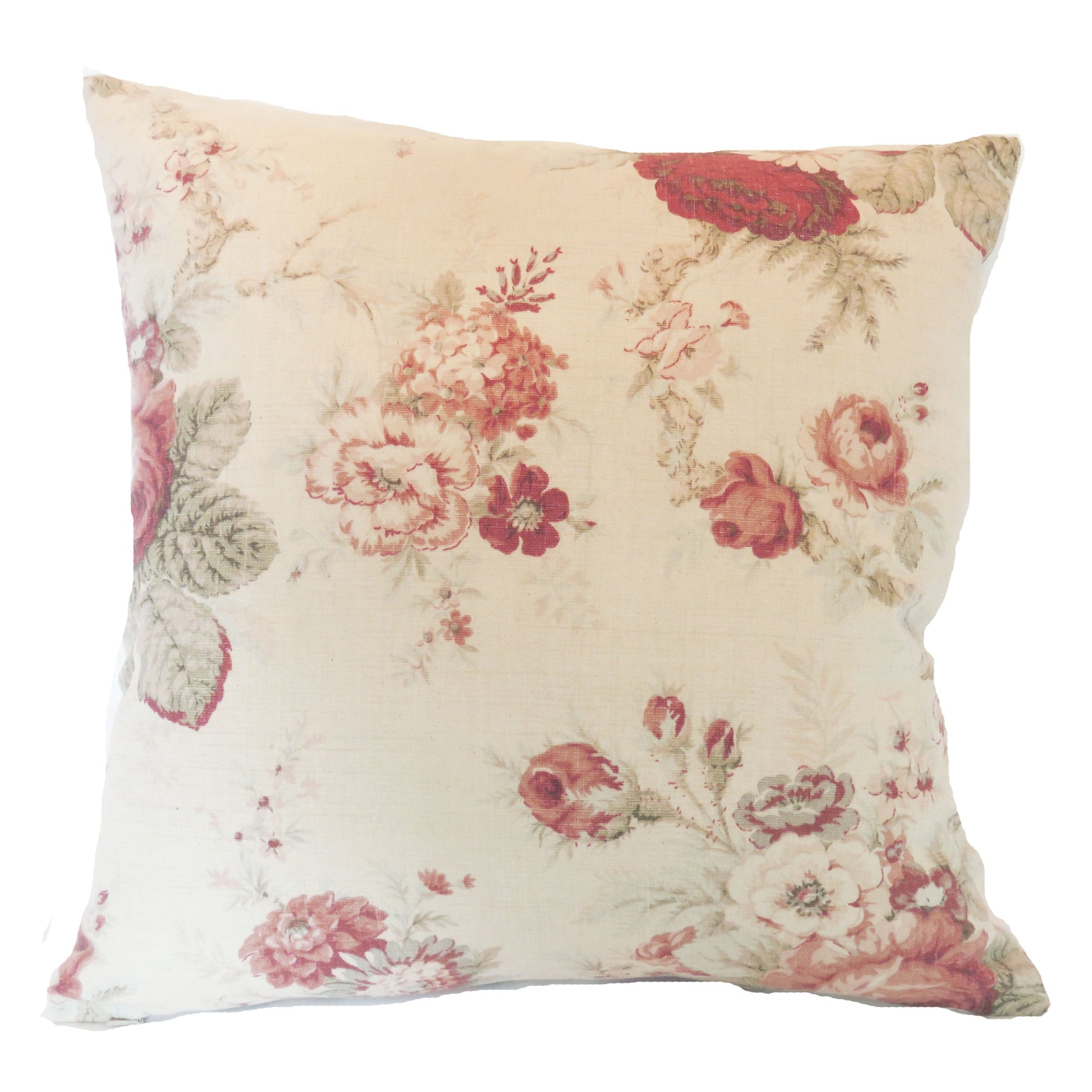 norfolk rose pillow cover in vintage colorway with dusty pink, grey, blue