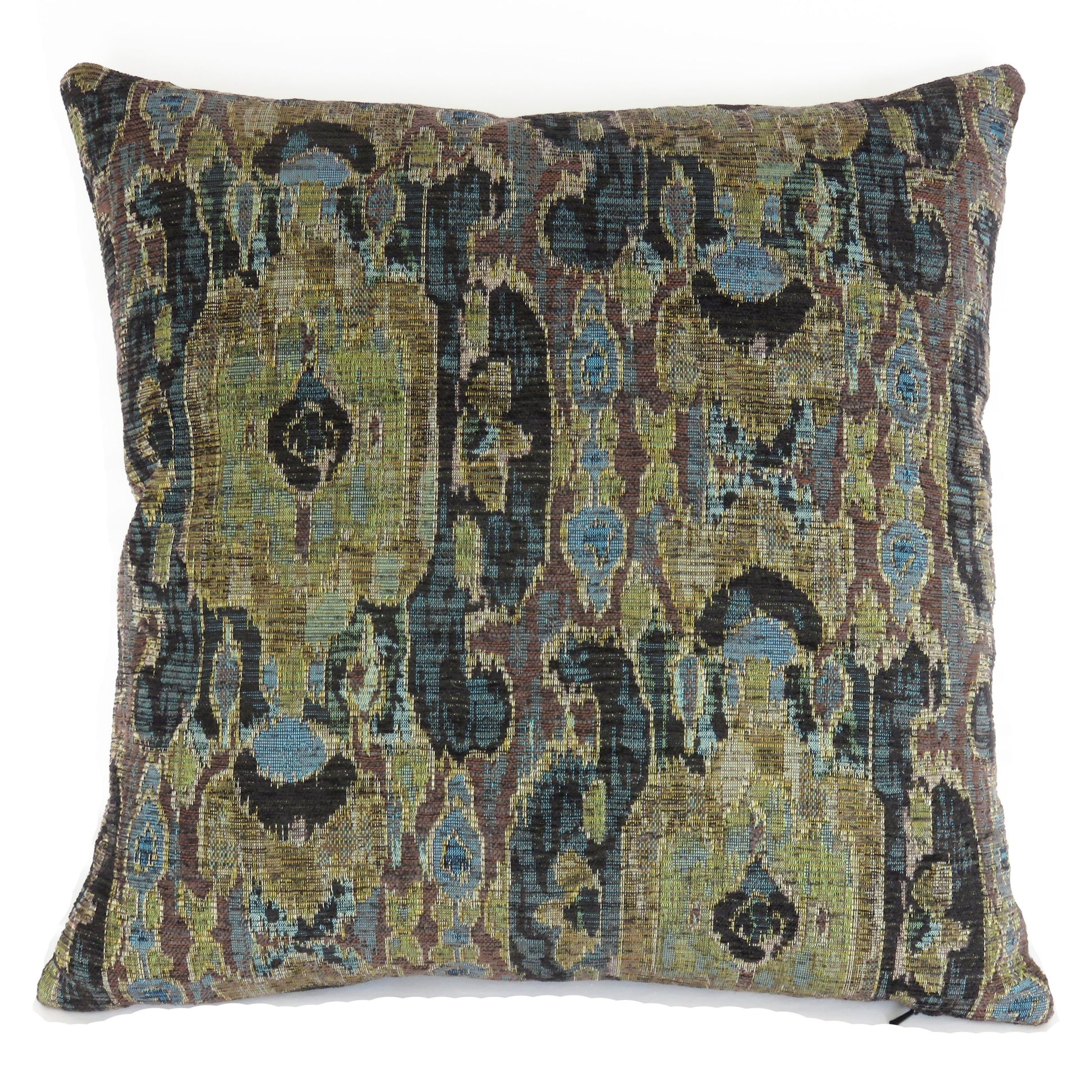 olive teal black ikat pillow cover