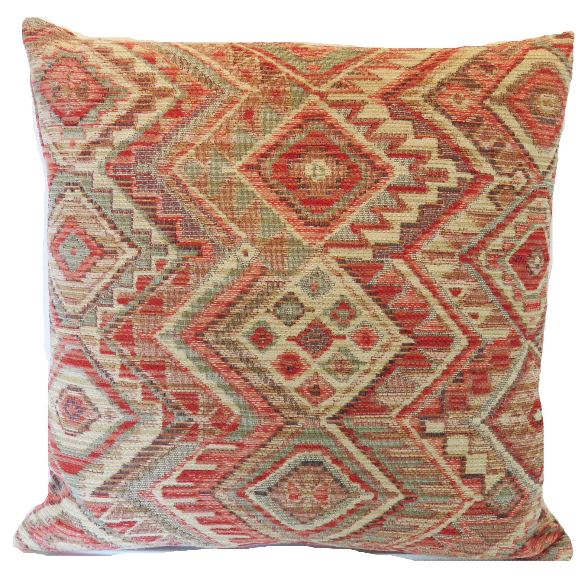 orange and aqua southwest chenille pillow cover