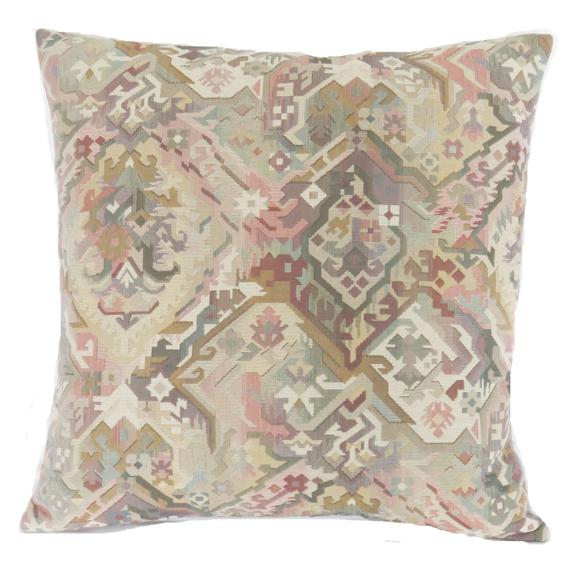 pastel kilim motif pillow cover in pink, cream, teal, purple