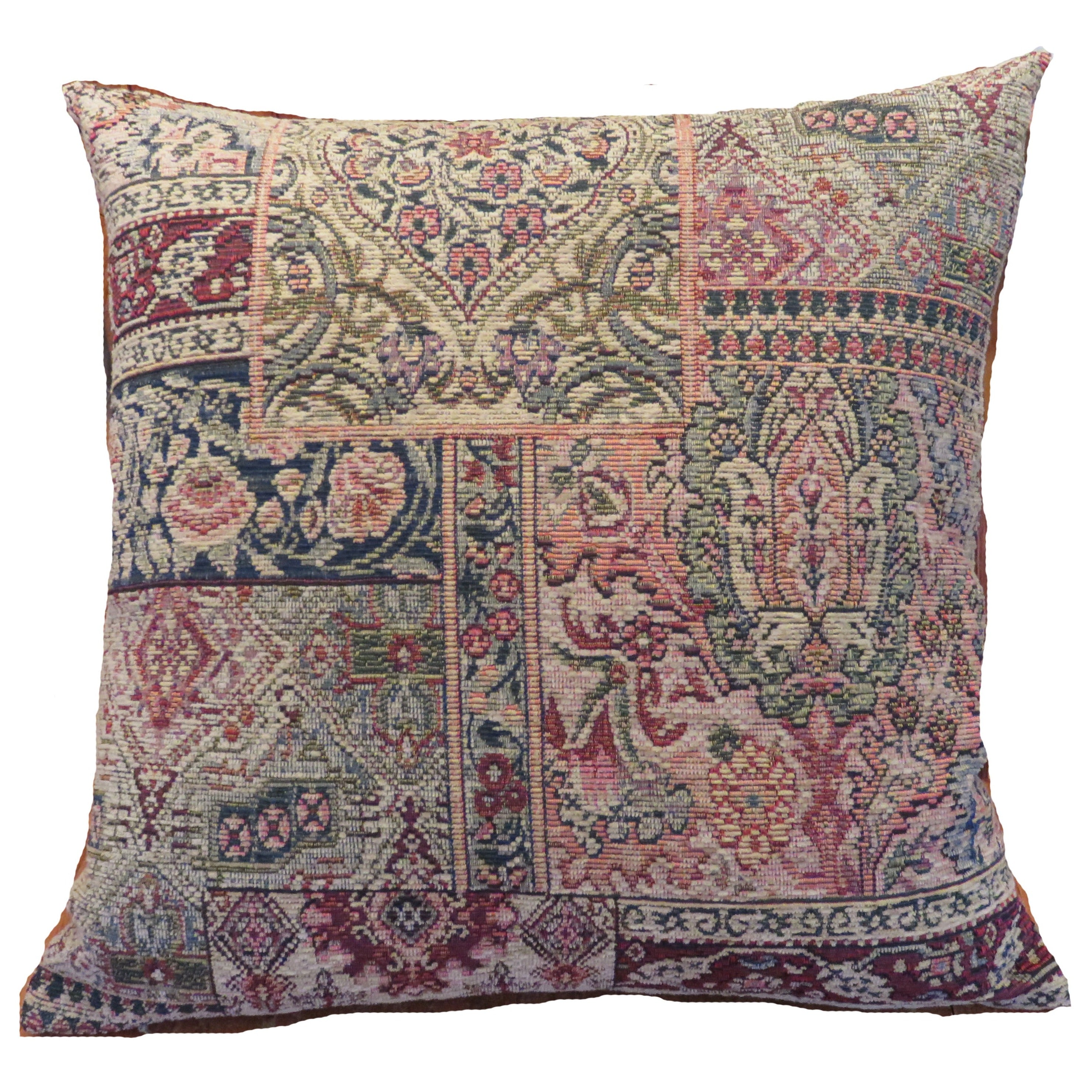 Carpet Style Tapestry Pillow Cover in Tan Green Navy Red PillowDetails