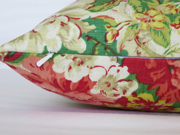white red green floral pillow cover waverly ballad radish
