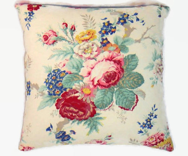 Colorful Cottage Floral Pillow Cover, 17" Ralph Lauren Fabric
