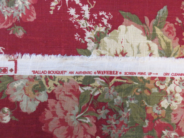 Red floral pillow cover waverly ballad bouquet