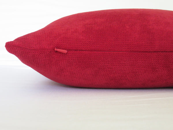 cherry red chenille pillow cover