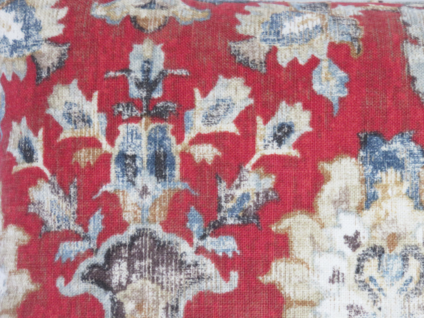 red blue floral linen pillow covington nottingham