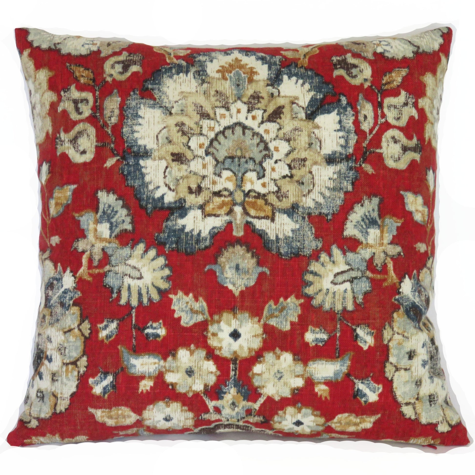 red blue floral linen pillow covington nottingham