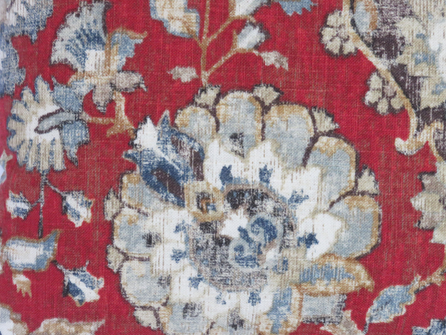 red blue floral linen pillow covington nottingham