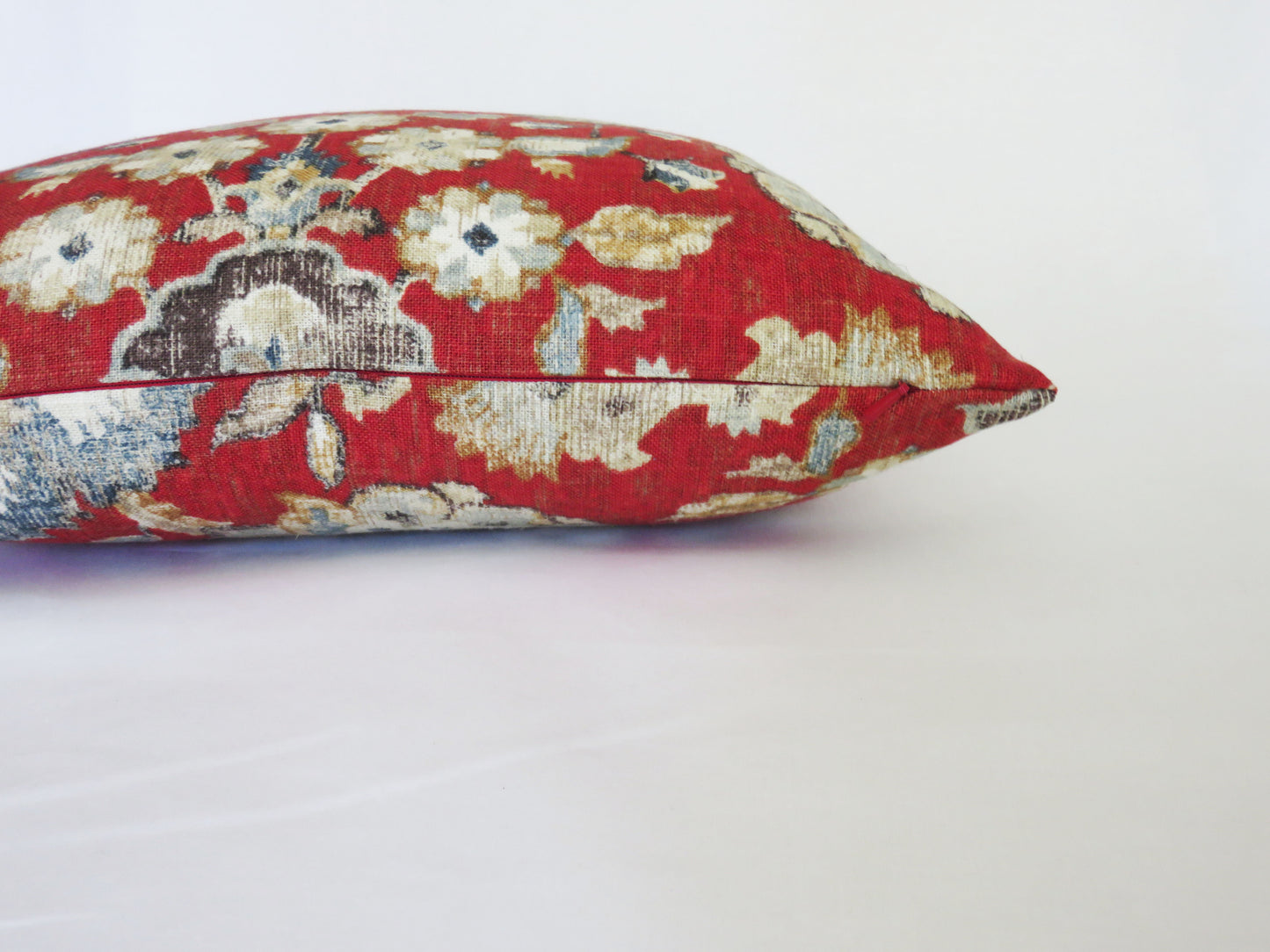 red blue floral linen pillow covington nottingham