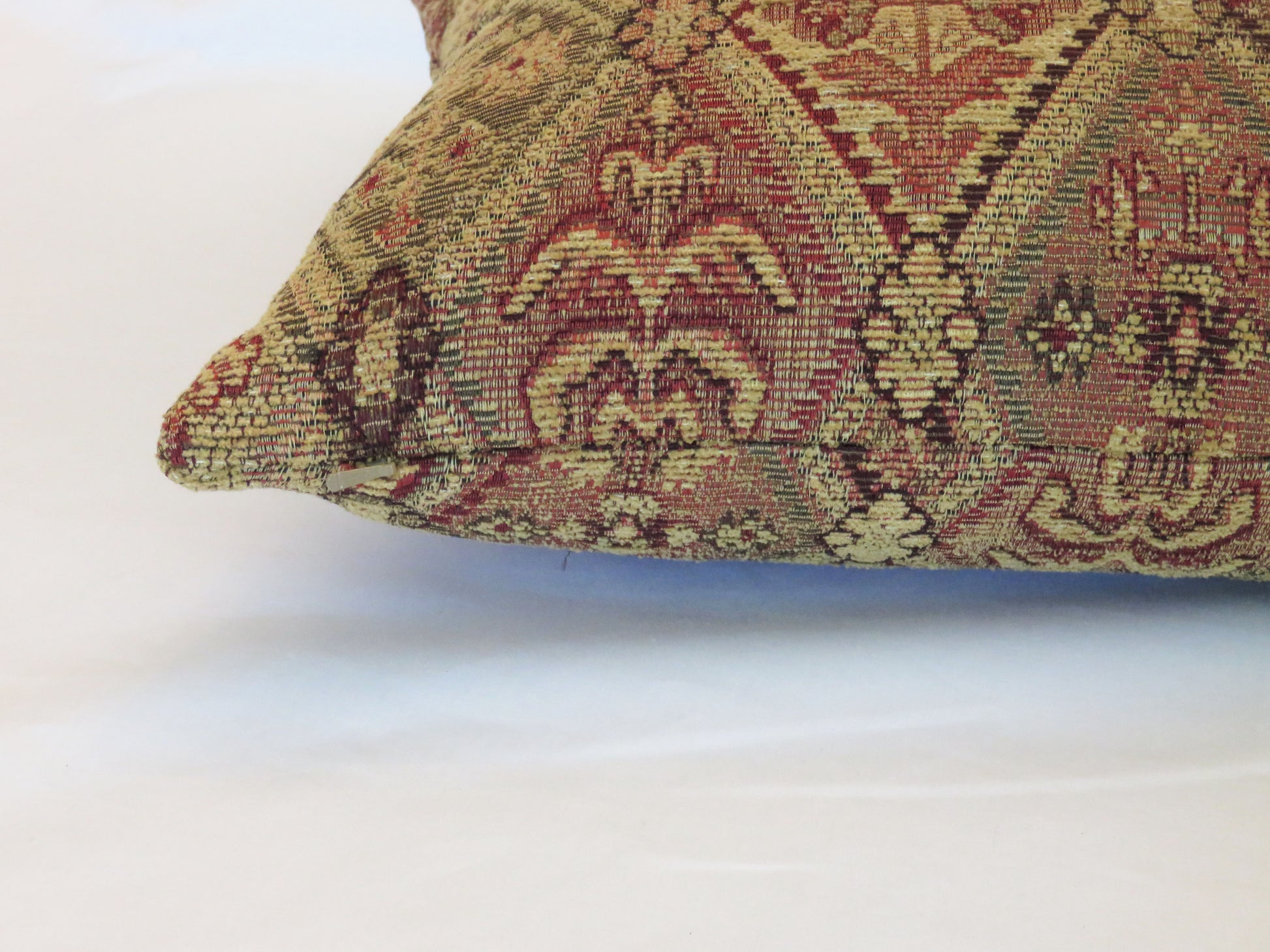 gold and red kilim style chenille pillow