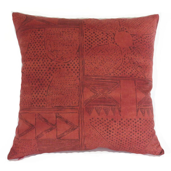 Rust Block Print Pillow Cover, Robert Allen Cassava in Cinnabar