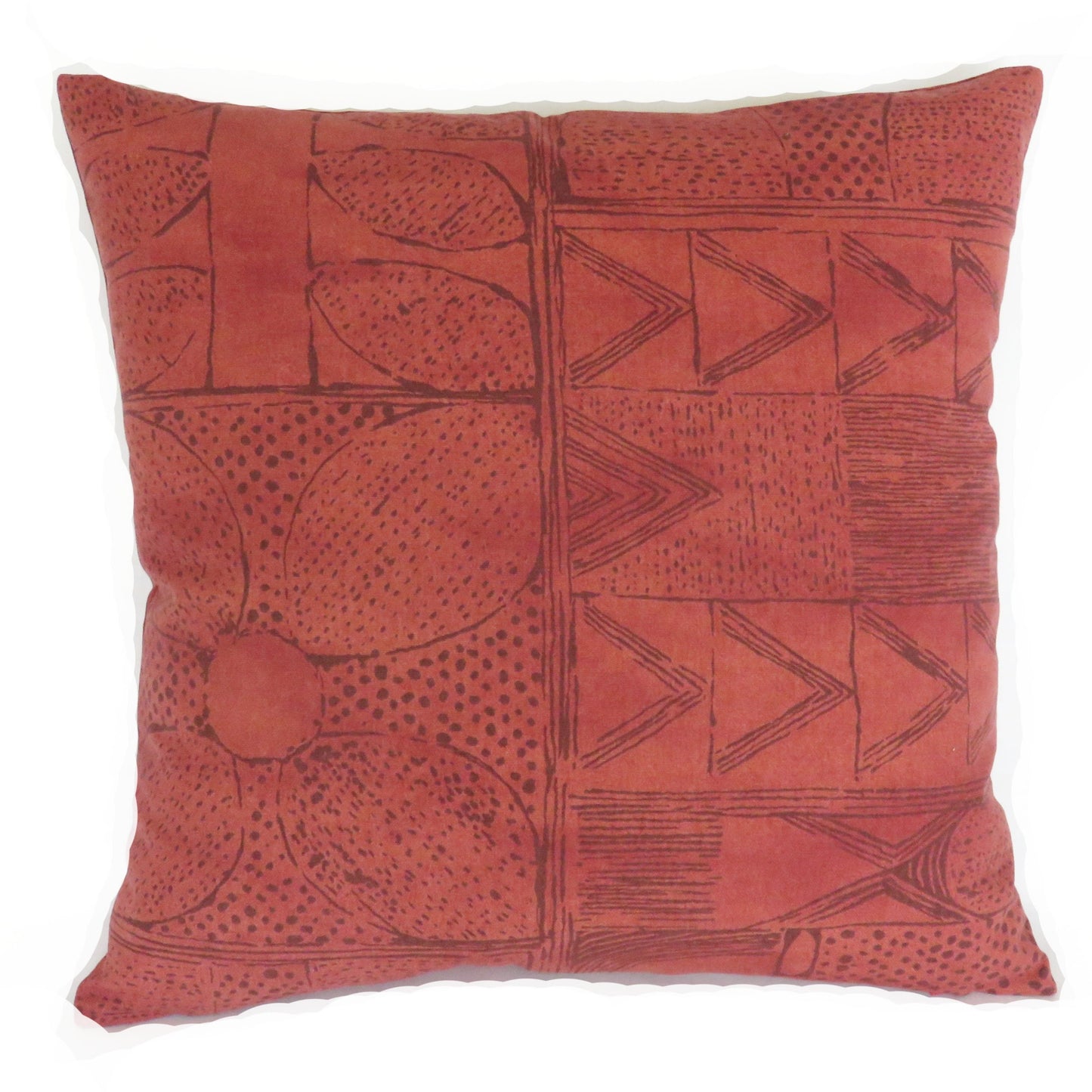 Rust Block Print Pillow Cover, Robert Allen Cassava in Cinnabar