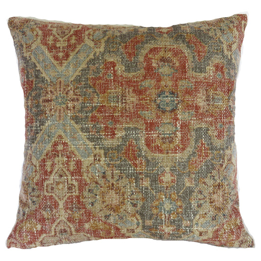 Rust grey kilim chenille pillow cover