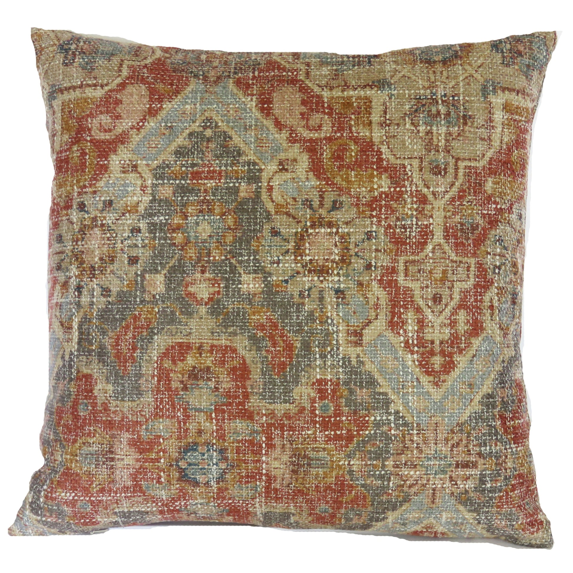 Rust grey kilim chenille pillow cover