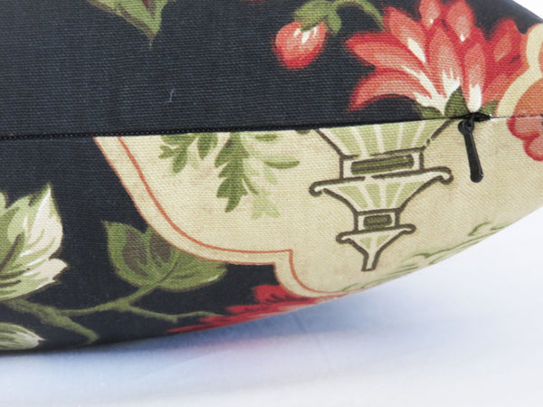 black coral green japanese crane pillow cover