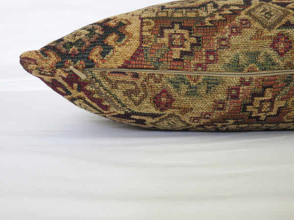 southwest aztec pattern lumbar pillow cover in gold, red, green blue